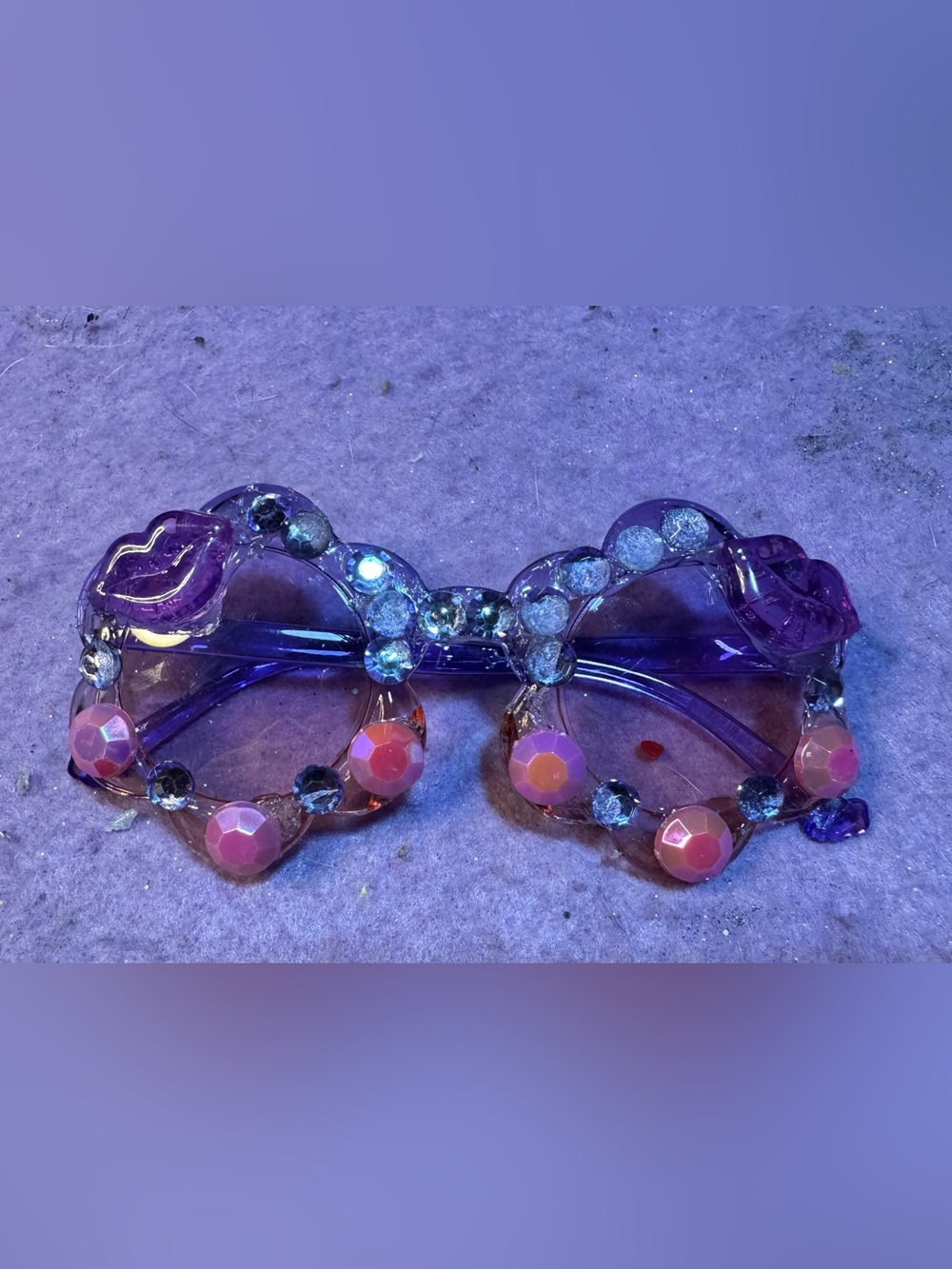 Embellished Purple & pink Crystal rhinestone and pearl embellished sunglasses